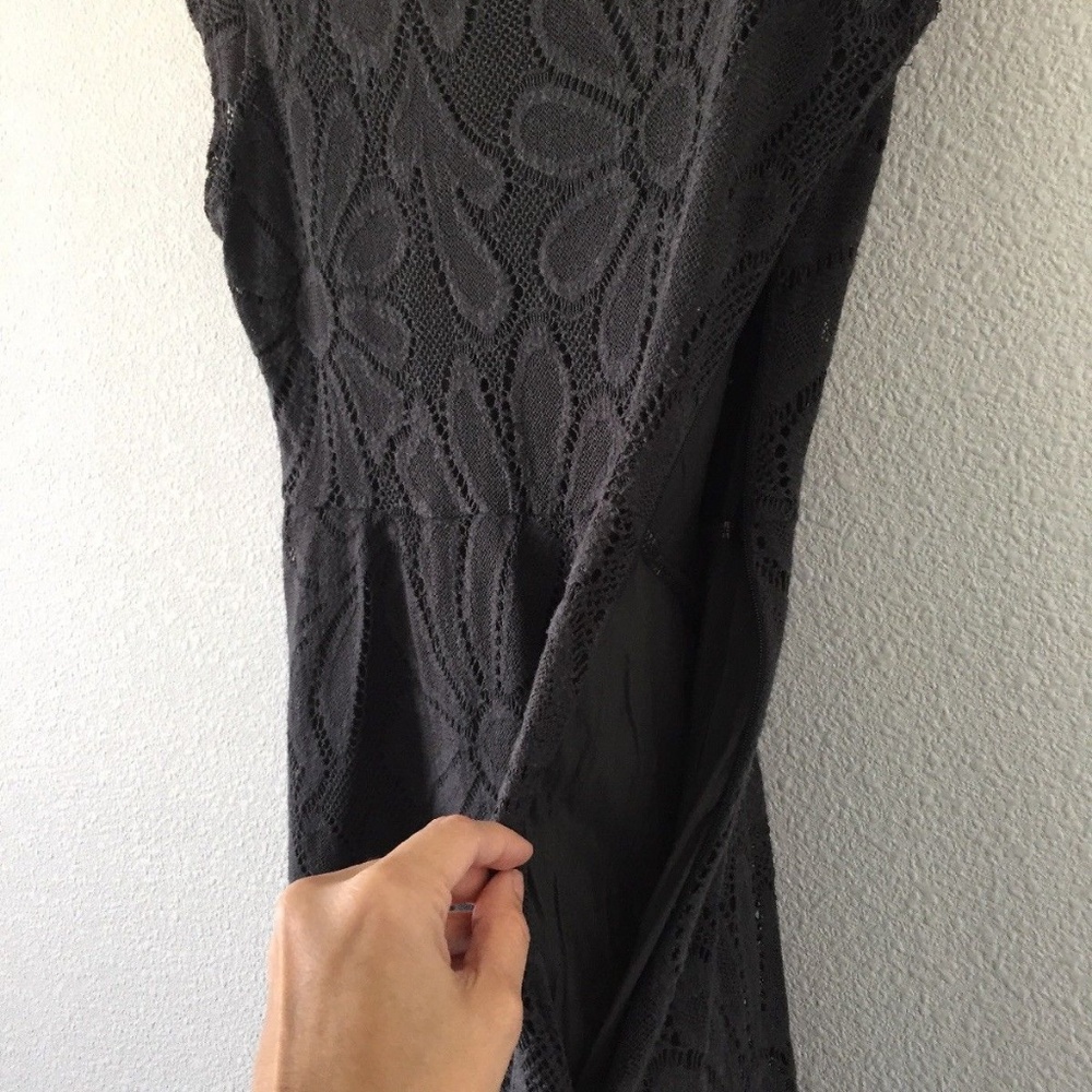Anthropologie Gray Stretch Lace Skater Dress L - Picture 7 of 8